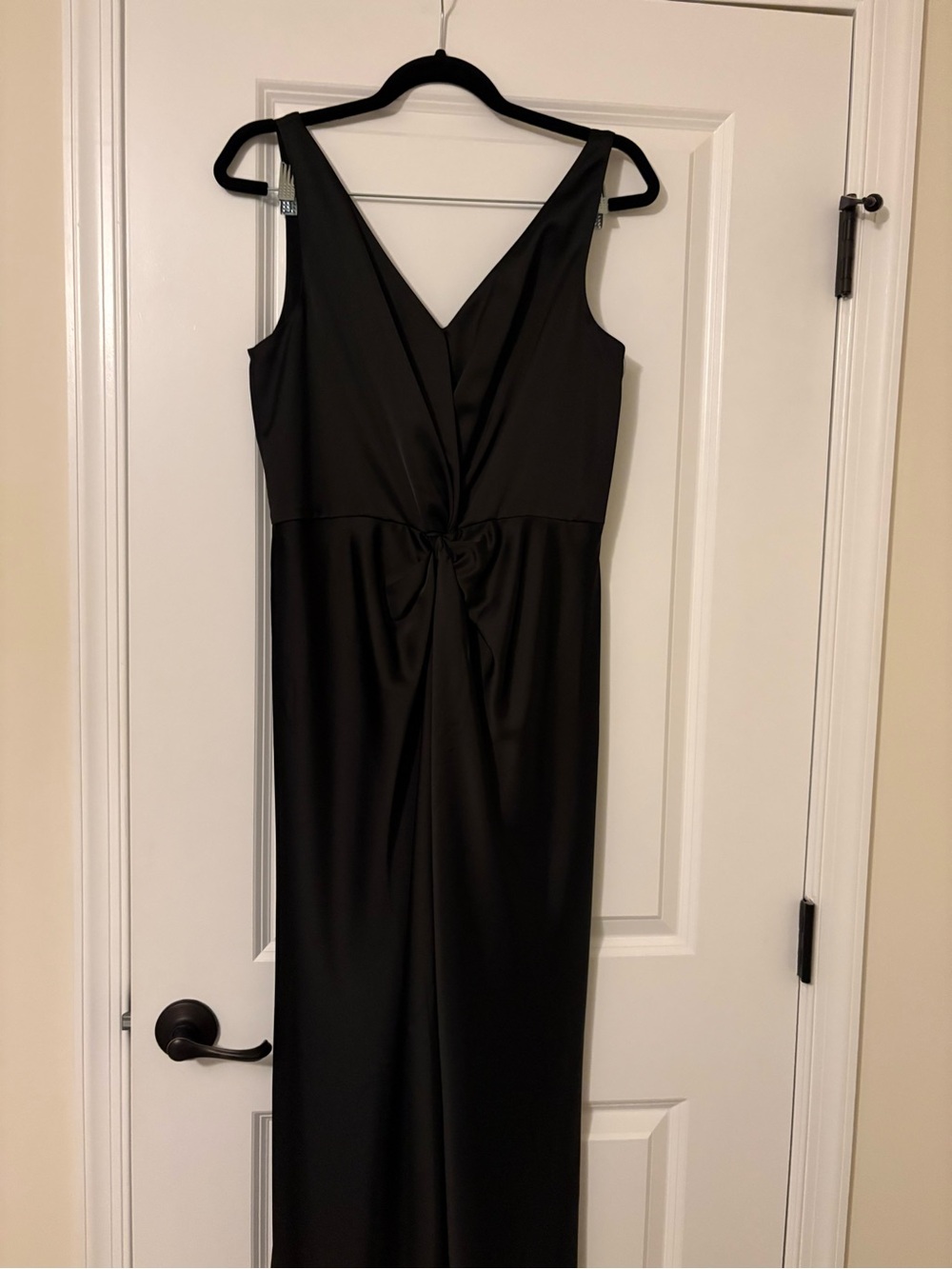Maggy London Black V-Neck Knot-Front Maxi Dress